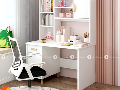 Bàn Học Trẻ Em Gỗ Công Nghiệp Màu Trắng Tinh Tế 2