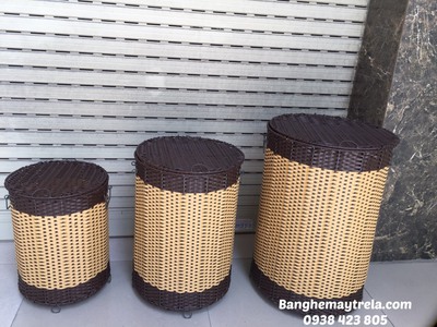 Sọt đựng đồ nhựa giả mây 3