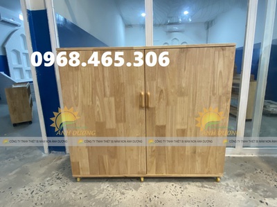 Tủ đựng chăn gối mầm non, tủ gỗ nhà trẻ mầm non 4