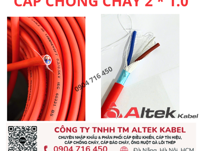 Cáp chống cháy 2x1.0 Fr Altek Kabel sẵn kho Bắc Trung Nam, giá sỉ 0