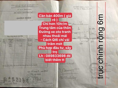 400m đất phú nghĩa-chương nỹ-hà nội giá chỉ 15tr/m phù hợp đầu tư,kinh doanh xây trọ 0