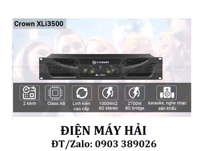 Cục đẩy 2 kênh Crow XLi 3500 công suất 2000W ở 8 /2700W ở 4 2