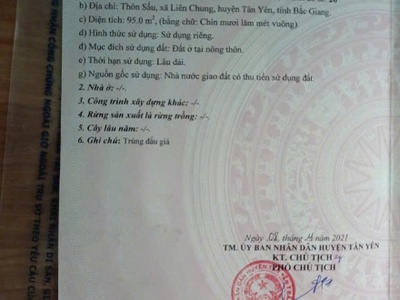 Chính chủ cần bán nhanh lô đất tại thôn sấu   xã liên chung   huyện tân yên   tỉnh bắc giang. 0