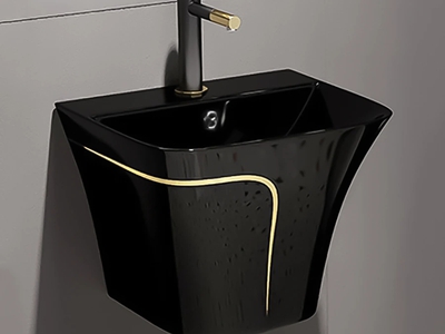 Lavabo Treo Tường Liền Khối Đen Viền Vàng MTLA-13 0