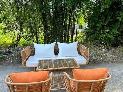 Bàn ghế giả mây sân vườn 0