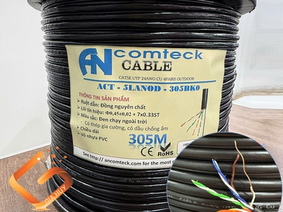 ACT-5LANOD-305BKO Cáp mạng CAT5e UTP đồng dầu chạy ngoài trời   có dây chịu lực gia cường   Outdoor 0