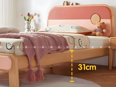 Giường Ngủ Trẻ Em Gỗ Sồi Ghép Phủ Sơn Tinh Tế, Hiện Đại 2