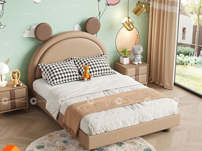 Giường Ngủ Trẻ Em Bọc Da Màu Be Trung Tính 2
