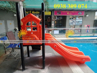 Cầu trượt trẻ em máng nhựa đôi nhập khẩu G, cầu trượt trẻ em 5