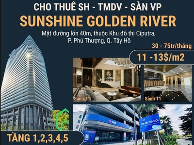 Cho thuê shophouse 5 tầng sunshine golden river tây hồ. giá 35 triệu 0