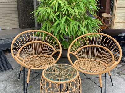 Bàn ghế cafe mây nhựa ban công 1
