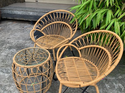 Bàn ghế cafe mây nhựa ban công 2
