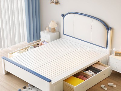 Giường Ngủ Trẻ Em Màu Xanh Phối Trắng Xinh Xắn 1