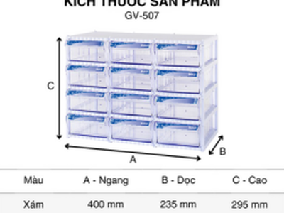 Tủ đựng linh kiện Hàn Quốc 12 ngăn GV-507 1