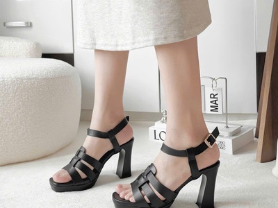 Giày sandal cao gót đúp 7cm quai ngang thanh lịch 2