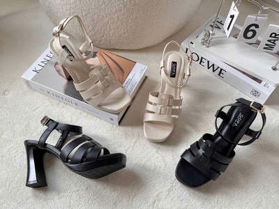 Giày sandal cao gót đúp 7cm quai ngang thanh lịch 1