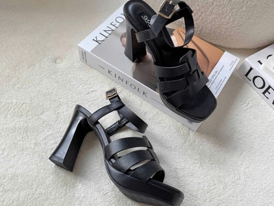 Giày sandal cao gót đúp 7cm quai ngang thanh lịch 4