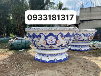 Cơ sở chậu hoa Thế Sơn - chậu hoa dán sành sứ - chậu khảm sành - cẩn miễng 2