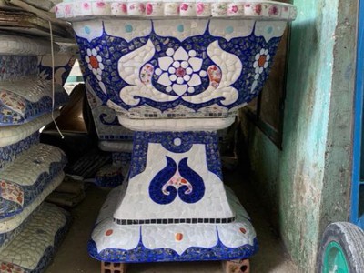 Nghệ nhân dán miễng sành sứ - ốp sành - chuyên chậu hoa - bể cá cảnh 16