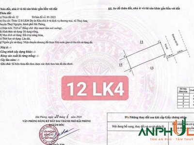 Chính chủ gửi bán 2 lô 75m2 Khu Tân Quang Minh, Phường Thủy Sơn, TP Thủy Nguyên 2