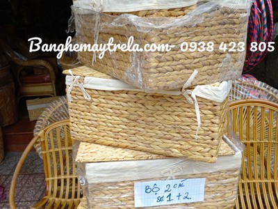 Giỏ đựng đồ chữ nhật mây tre đan 2