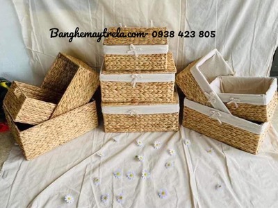 Giỏ đựng đồ chữ nhật mây tre đan 4