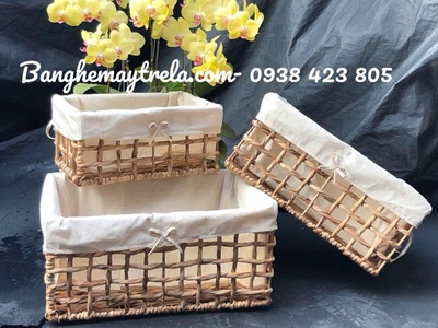 Giỏ đựng đồ chữ nhật mây tre đan 7