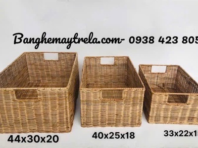 Giỏ đựng đồ chữ nhật mây tre đan 9