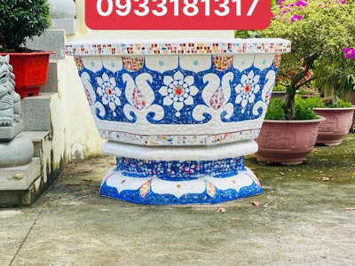 Nghệ nhân dán miễng sành sứ - ốp sành - chuyên chậu hoa - bể cá cảnh 0