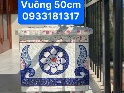 Nghệ nhân dán miễng sành sứ - ốp sành - chuyên chậu hoa - bể cá cảnh 10