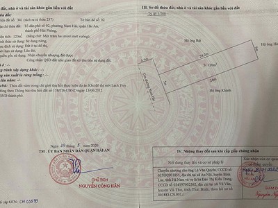 Bán đất mặt đường nam hải   hải an   hải phòng  diện tích 120m    thổ cư 100   đường ô tô tránh 0