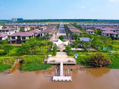 17 tỷ sở hữu 324m biệt thự view sông xây 1 trệt 1 lầu, sổ đỏ lâu dài water point long an 1