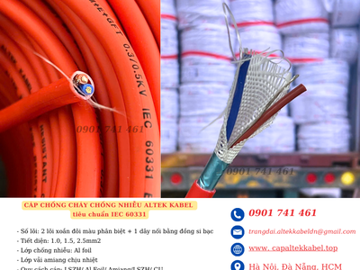 Cáp chống cháy 2x1.5 chuẩn BS6387, IEC 60331 Đà Nẵng, Hà Nội, HCM 1