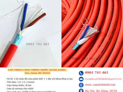 Cáp chống cháy 2x1.5 chuẩn BS6387, IEC 60331 Đà Nẵng, Hà Nội, HCM 2