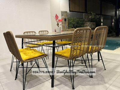 Các mẫu bàn ăn, ghế ăn chất liêu mây nhựa để sân vườn, ban công đẹp 6