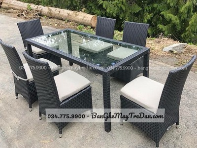 Các mẫu bàn ăn, ghế ăn chất liêu mây nhựa để sân vườn, ban công đẹp 12