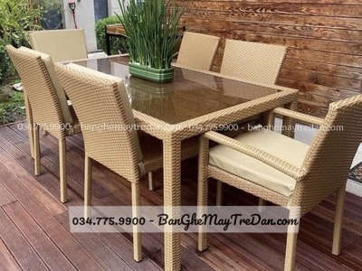 Các mẫu bàn ăn, ghế ăn chất liêu mây nhựa để sân vườn, ban công đẹp 13