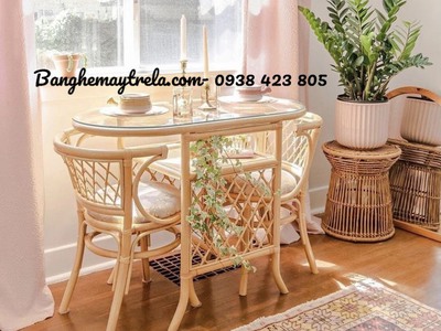 Bàn ghế mây cafe- Bàn ghế mây tre đan 0