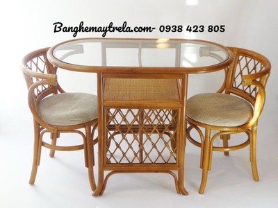 Bàn ghế mây cafe- Bàn ghế mây tre đan 4