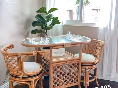 Bàn ghế mây cafe- Bàn ghế mây tre đan 5
