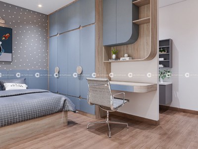 Combo Phòng Ngủ Trẻ Em Thiết Kế Hiện Đại Tone Xanh 1
