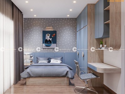 Combo Phòng Ngủ Trẻ Em Thiết Kế Hiện Đại Tone Xanh 2