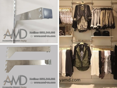 Thanh ray gắn tường, Tay đỡ giá kệ, móc treo phụ kiện, vật tư thi công shop tiết kiệm nhất hiện nay 4