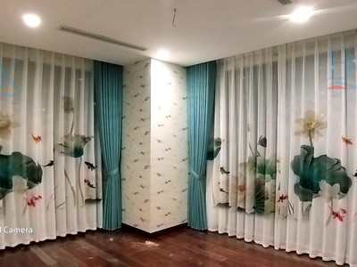 Rèm vải hai lớp phòng khách đẹp  sang 1