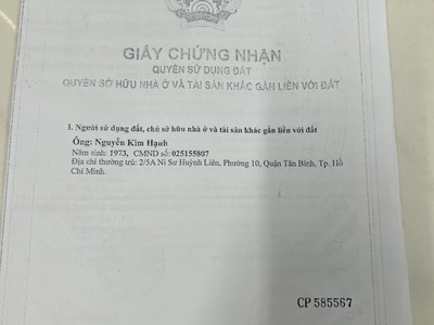 Chính chủ bán đất bình trị đông a bình tân hẻm nhựa 7m oto vào tận nơi. 0
