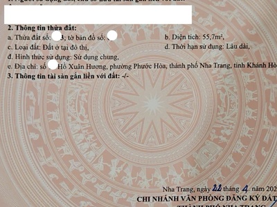 Bán đất lô góc 2 mt đẹp hồ xuân hương phước hoà nha trang  dt 114m2 giá 5 ty 580 lh  e hong 3
