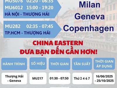 Đường bay mới đến Châu Âu từ hãng China Eastern Airlines 0