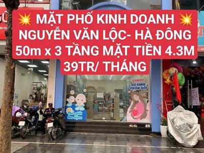 Giá tốt  cho thuê nhà mặt phố Nguyễn Văn Lộc, Hà Đông 50m  x 3 tầng, MT 4.3m, giá 39 triệu/tháng 0