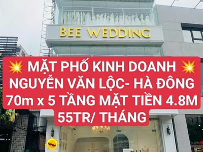 Giá tốt  cho thuê nhà mặt phố Nguyễn Văn Lộc, Hà Đông 70m  x 5 tầng, MT 4.8m, giá 55 triệu/tháng 0
