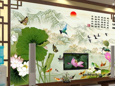 Tranh gạch 3d ốp tường phòng khách - XCXV43 2